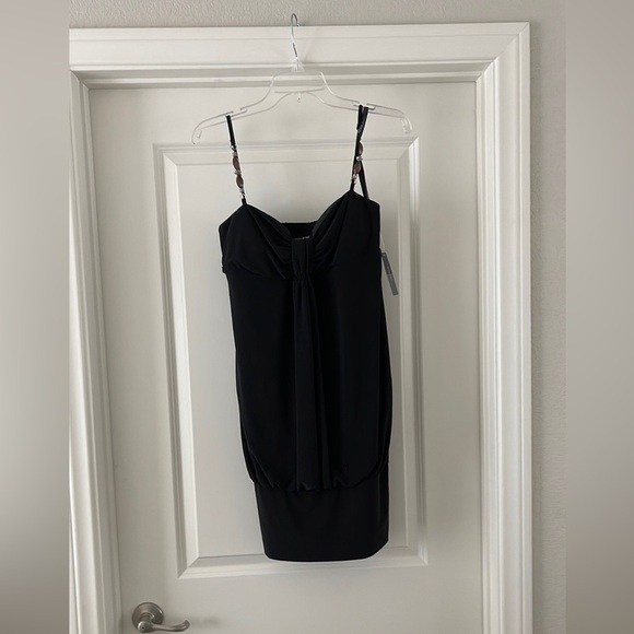 Black Mini Dress w/Brown Beads as Straps - Picture 7 of 7